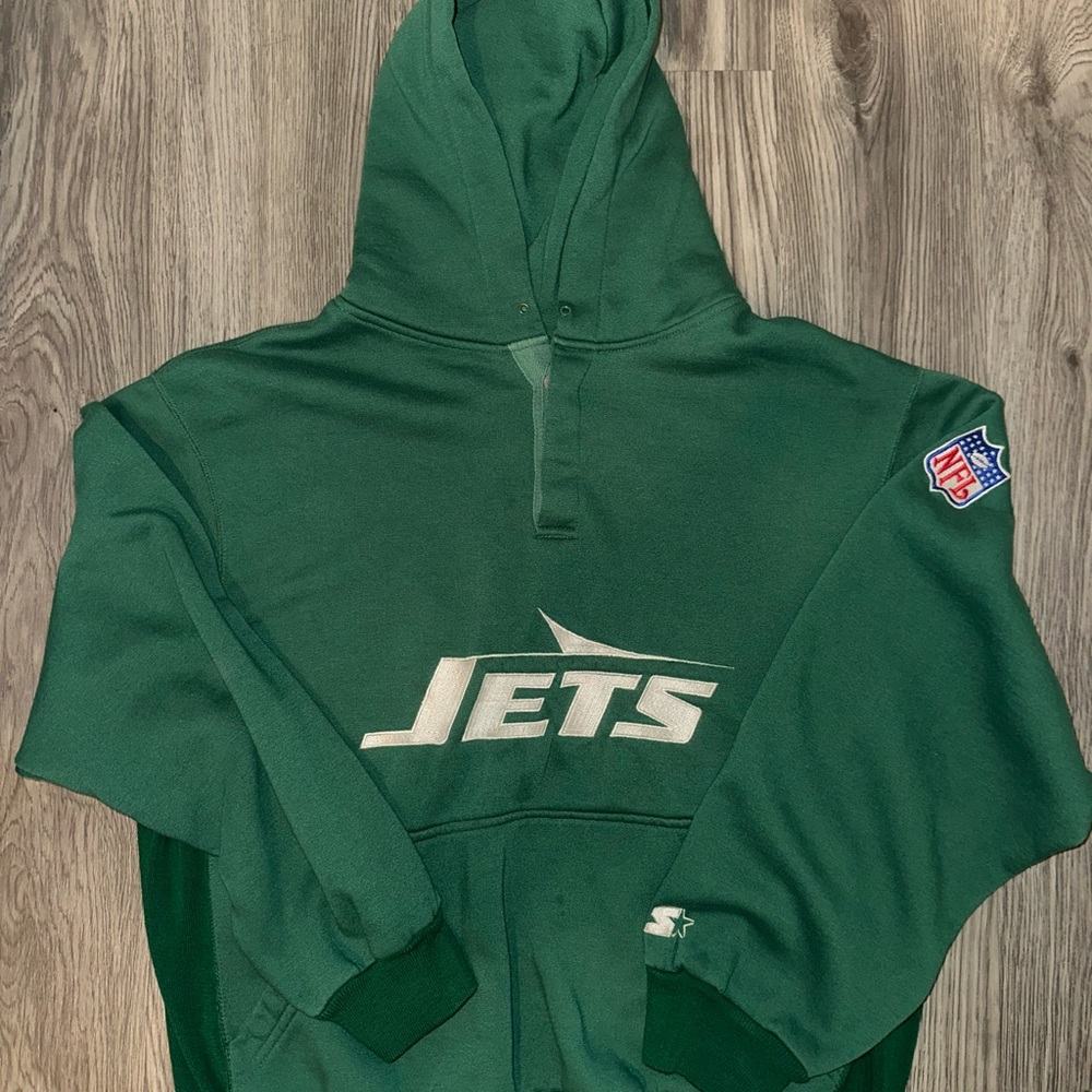 STARTER Emerald Green Hooded Sweatshirt with Snap Placket